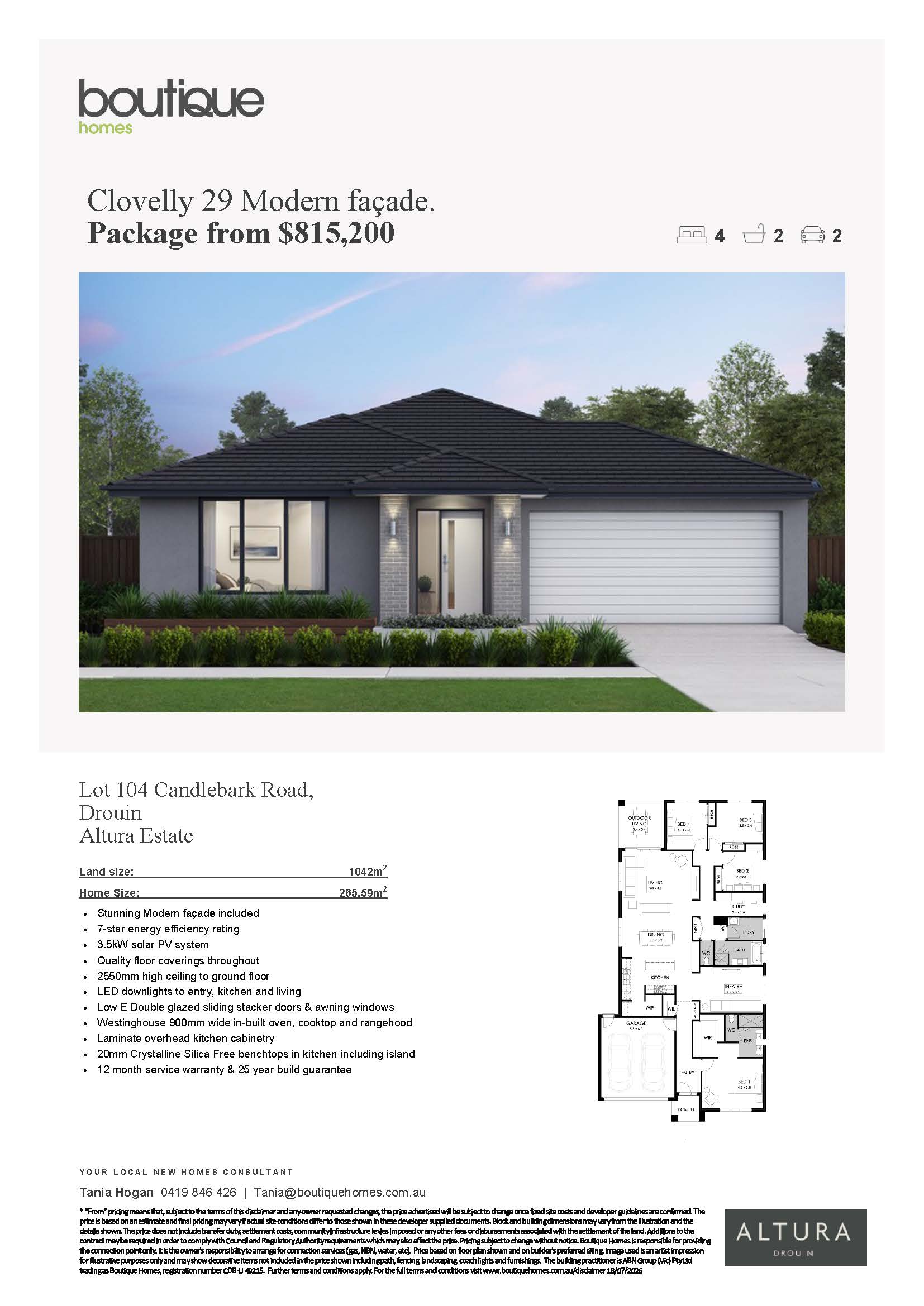 Clovelly 29 Modern Facade - Lot 104